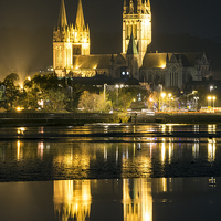 Buy canvas prints of  Truro Cathedral at night by Mary Fletcher