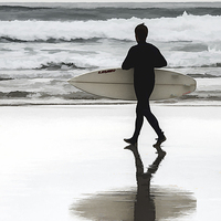 Buy canvas prints of  Lone Surfer by Mary Fletcher