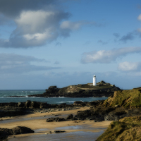 Buy canvas prints of  Godrevy Lighthouse and Beach by Mary Fletcher
