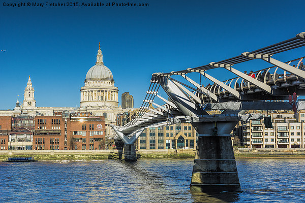  St Paul's Cathedral and the Millennium Bridge Picture Board by Mary Fletcher