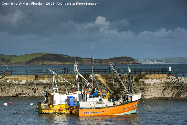 Mevagissey Fishing Boats Picture Board by Mary Fletcher