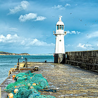 Buy canvas prints of Nets and Lighthouse by Mary Fletcher
