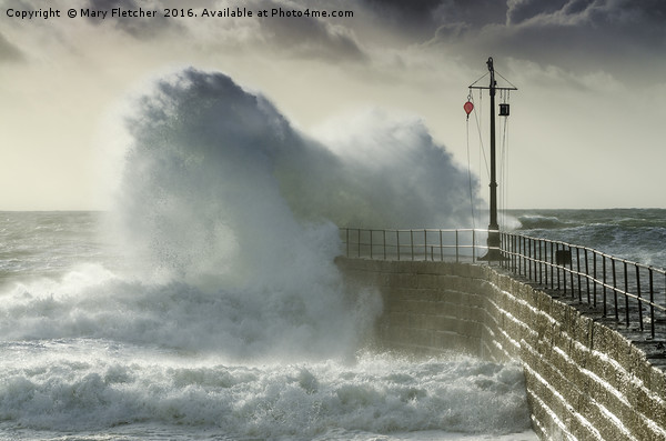 Wave at Porthleven Picture Board by Mary Fletcher