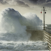 Buy canvas prints of Wave at Porthleven by Mary Fletcher