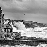 Buy canvas prints of Porthleven in Black and White by Mary Fletcher