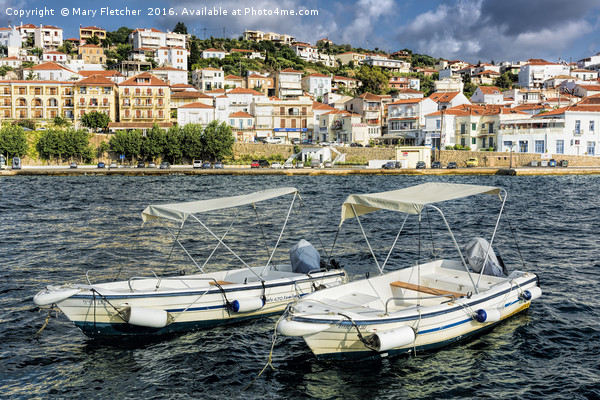 Boats for Hire, Pylos Picture Board by Mary Fletcher