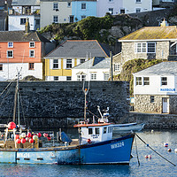 Buy canvas prints of Fishing Boat, Mevagissey Harbour by Mary Fletcher