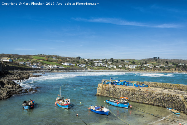 Coverack Harbour Picture Board by Mary Fletcher