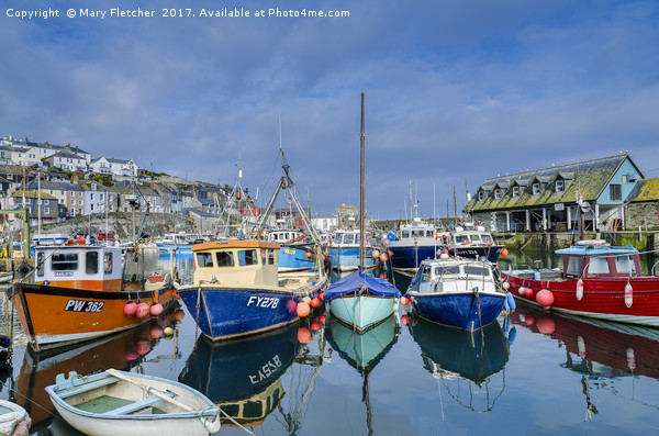 Colourful Mevagissey Picture Board by Mary Fletcher