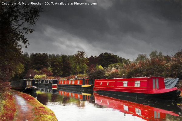  Canal Boats inAutumn Picture Board by Mary Fletcher