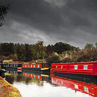 Buy canvas prints of  Canal Boats inAutumn by Mary Fletcher