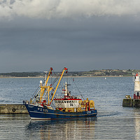 Buy canvas prints of Fishing Boat returns to Newlyn by Mary Fletcher