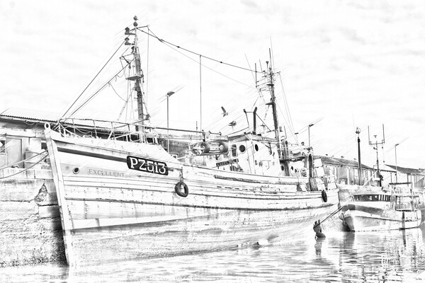 Penzance Fishing Boat Picture Board by Mary Fletcher
