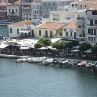Buy canvas prints of The Harbour at Agios Nikolaos by Rodney Leith