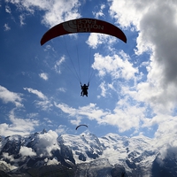 Buy canvas prints of Mont Blanc Gliders by Chris Wooldridge