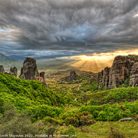 Buy canvas prints of The sunset at Meteora, Greece by Constantinos Iliopoulos