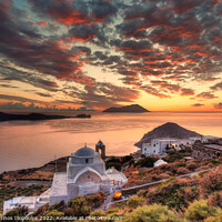 Buy canvas prints of The sunset from the castle of Plaka in Milos, Greece by Constantinos Iliopoulos