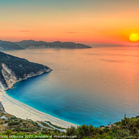 Buy canvas prints of Sunset at Myrtos in Kefalonia, Greece by Constantinos Iliopoulos