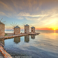 Buy canvas prints of Sunrise at the windmills in Chios, Greece by Constantinos Iliopoulos