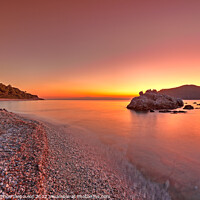 Buy canvas prints of The sunset at the beach Milia of Skopelos, Greece by Constantinos Iliopoulos