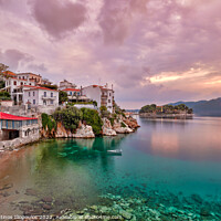 Buy canvas prints of The sunrise at the old port in Skiathos, Greece by Constantinos Iliopoulos