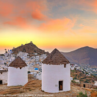 Buy canvas prints of The sunset from the windmills of Chora in Ios, Greece by Constantinos Iliopoulos