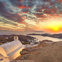 Buy canvas prints of The sunset above Chora of Ios island in Cyclades, Greece by Constantinos Iliopoulos