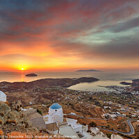 Buy canvas prints of The sunrise from Agia Barbara and Jesus Christ in Pano Chora of  by Constantinos Iliopoulos