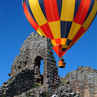 Buy canvas prints of Balloon over Caldicot Castle by Peter Cope