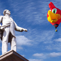 Buy canvas prints of Statue and Woody Balloon by Peter Cope