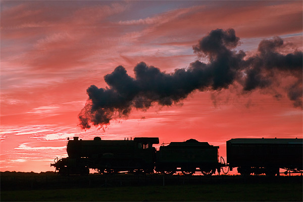 Steam Sunset Silhouette Picture Board by Ian Duffield