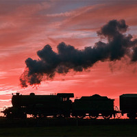 Buy canvas prints of Steam Sunset Silhouette by Ian Duffield