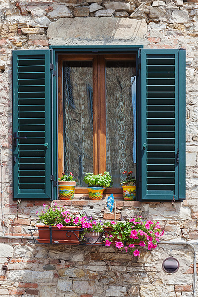 Window with shutters, Castellina. Picture Board by Ian Duffield