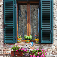 Buy canvas prints of Window with shutters, Castellina. by Ian Duffield