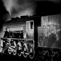 Buy canvas prints of Steam freight loco waiting by night by Ian Duffield