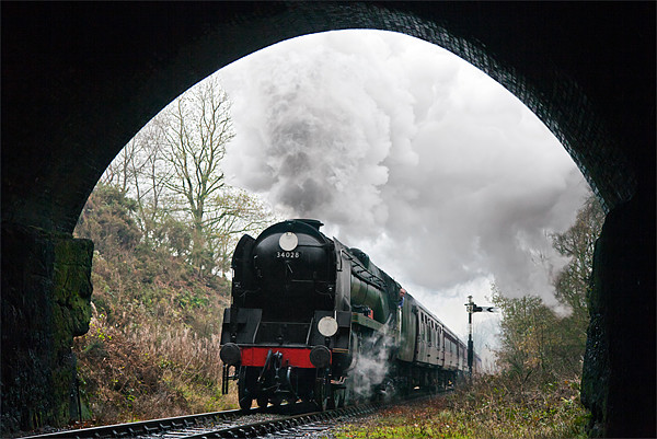 Steam tain powers into a Tunnel Picture Board by Ian Duffield