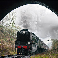 Buy canvas prints of Steam tain powers into a Tunnel by Ian Duffield