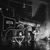 Buy canvas prints of Oiling up a steam loco at night. by Ian Duffield