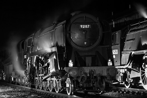 Steam loco waiting at night. Picture Board by Ian Duffield