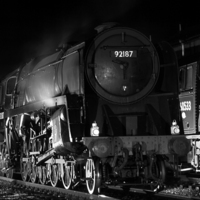 Buy canvas prints of Steam loco waiting at night. by Ian Duffield
