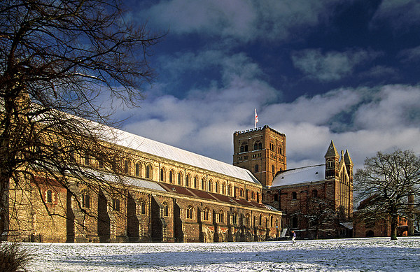  St Albans Abbey in the Snow Picture Board by Ian Duffield