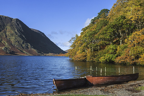  Boats moored at Crummock Water Picture Board by Ian Duffield