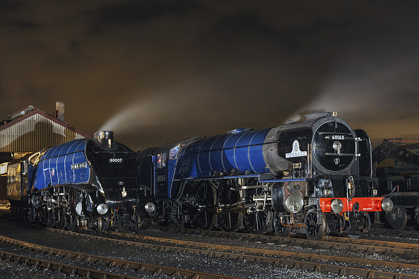  Majestic steam locomotives on shed at night Picture Board by Ian Duffield