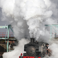Buy canvas prints of Industrial saddle tank storms forward.  by Ian Duffield