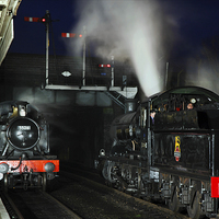 Buy canvas prints of  Great Western Railway Scene By Night. by Ian Duffield