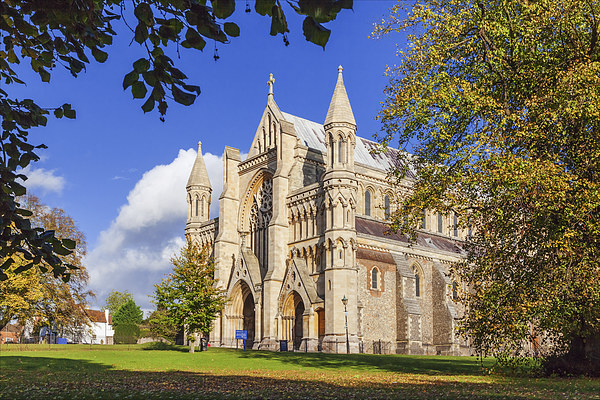  St Albans Abbey amongst autumnal trees Picture Board by Ian Duffield