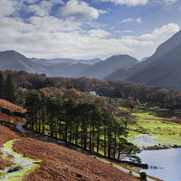 Buy canvas prints of  Crummock Water and surrounding hills in Autumn by Ian Duffield