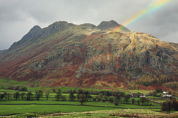  Rainbow on the Langdale Pikes Picture Board by Ian Duffield