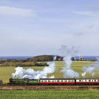 Buy canvas prints of Steam train passing Weybourne.  by Ian Duffield