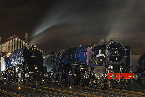Steam locomotives on shed at night  Picture Board by Ian Duffield